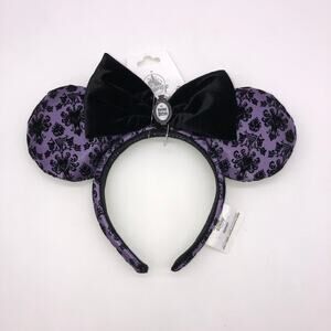 New Disney Parks Haunted Mansion Purple Black Wallpaper Headband Minnie Ears